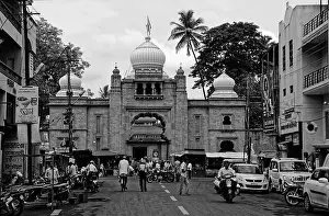 Ganapati Prints: Black and white photo of decorative and ancient Ganesh Temple at Sangli state Maharashtra India