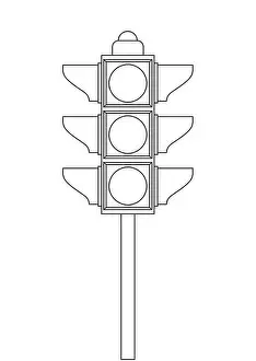 Colorless Prints: Black and white traffic light clipart. Coloring page of traffic light