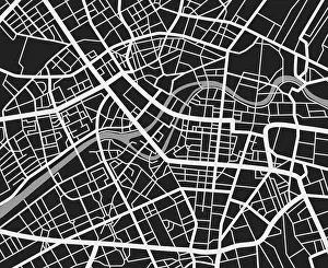 Crossroad Prints: Black and white travel city map