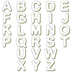 Keypad Prints: Black and yellow lines outline alphabet isolated on white background