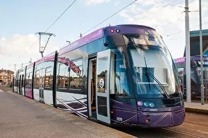 Cantilever Prints: Blackpool tram 009 having arrived at Starr Gate terminus from Fleetwood waiting to switch tracks to make return journey