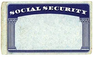 Wages Prints: Blank American Social Security card isolated over white background - With clipping path