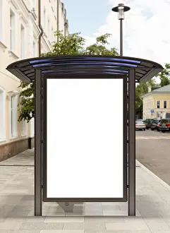 Bus Stop Prints: Blank billboard mockup in bus stop