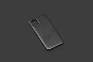Silicon Prints: Blank black phone case mockup, isolated on dark background