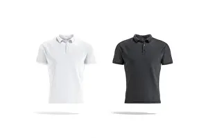 Polo Prints: Blank black and white polo shirt mock up, front view