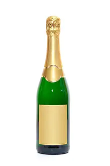 Prosecco Prints: Blank champagne bottle. All on white background