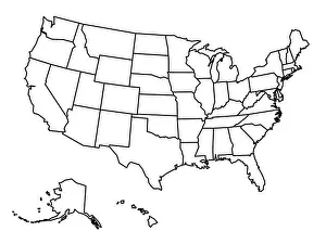 Prefecture Prints: Blank outline map of United States of America