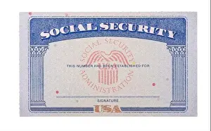 Social Security Prints: Blank and empty unfilled USA social security card isolated against a white background