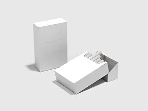 Tobacco Prints: Blank White Cigarette Box Package Mockup 3D Render