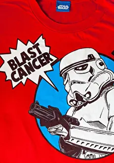 Labels Prints: Blast Cancer detail on Star Wars t-shirt with Stormtrooper