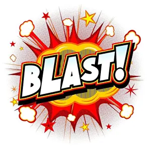Exclamation Mark Prints: Blast illustration - red explosion, white background