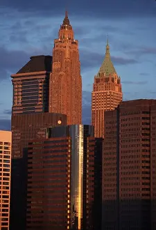Staaten Prints: Blick von Brooklyn nach Downtown Manhattan mit Haeusern im Financial District JK 229 16 5 View of Downtown Manhattan