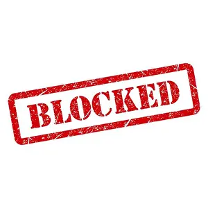 Blocked stamp symbol, label sticker sign button, text banner vector illustration