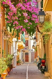 June Collection: Blooming flowers decoration. Rethymno old town, Crete Island, Greece