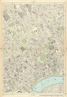 Clerkenwell Prints: BLOOMSBURY Charing/King's Cross Covent Garden Soho Holborn Clerkenwell 1900 map