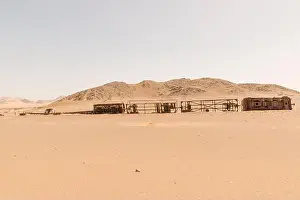 Wagon Prints: Blown up train on the historical Ottoman Hejaz railway in Hadyjah, Saudi Arabia
