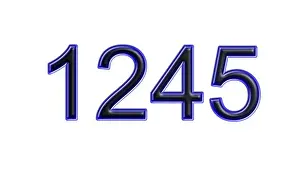 Year Number Prints: blue 1245 number 3d effect white background