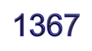 Year Number Prints: blue 1367 number 3d effect white background