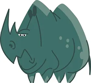 Hippopotamus Prints: Blue angry rhinoceros vector or color illustration