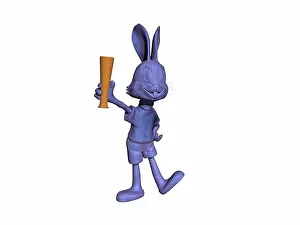 Nibble Prints: blue cartoon rabbit with beer glass