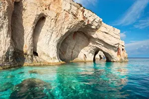 Landmark Place Prints: Blue Caves, Skinari Cape, Zakynthos Island, Greece