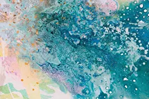 Decorarive Prints: Blue color explosion. Different background in oil picture