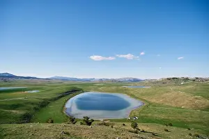 Green Valley Prints: Blue Devil Lake in a green valley in Durmitor National Park. Montenegro
