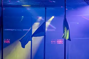 Thing Prints: A blue flag is hanging from a pole in front of a blue background
