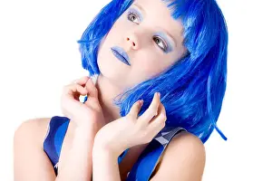 Caucasian White Prints: Blue girl with attitude