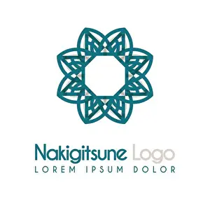 Mubarak Prints: blue and gray flower logos with geometric shapes