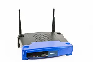 Computers Prints: blue internet router with two antennas
