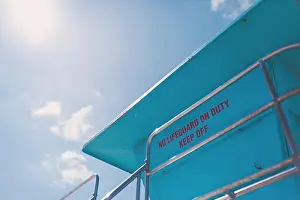 San Diego Prints: Blue Lifeguard Tower - No Lifeguard on duty, keep off