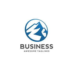 Everest Prints: blue Mountain icon Logo Business Template Vector, mountain in circle line logo vector