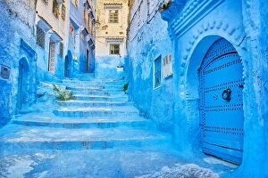 City Collection: Blue painted walls in old medina of Chefchaouen, Morocco, Africa