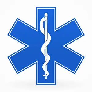 Blue Paramedic Illustration with snake isolated on white