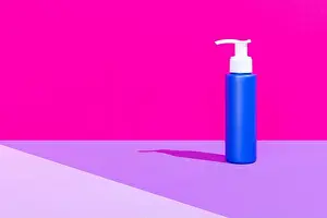Lotion Prints: One blue pump bottle for cosmetics product