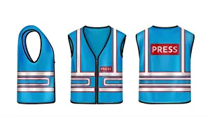 Vest Prints: Blue safety vest for press with reflective stripes