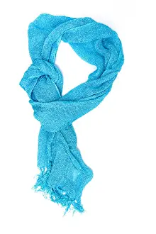 Knot Prints: Blue silk scarf isolated on white background