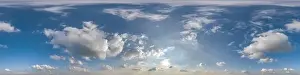 Drone Patch Prints: blue sky with beautiful clouds as seamless hdri 360 panorama view with zenith in spherical equirectangular format for
