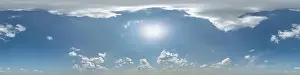 blue sky with beautiful clouds as seamless hdri 360 panorama view with zenith in spherical equirectangular format for