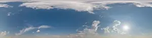 Drone Patch Prints: blue sky with beautiful clouds as seamless hdri 360 panorama view with zenith in spherical equirectangular format for