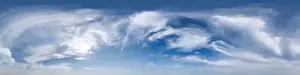 360 Degree Prints: blue sky with clouds as seamless hdri 360 panorama with zenith in spherical equirectangular projection format use for