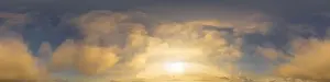 Spherical Dome Prints: Blue sky with Cumulus clouds Seamless panorama in spherical equirectangular format