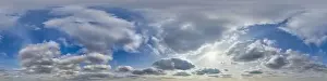 360 Degree Prints: blue sky hdri 360 panorama view with evening rain clouds before sunset in equirectangular projection with zenith for