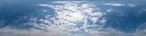 Blue sky panorama with Cumulus clouds