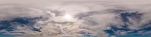 Blue sky panorama with Cumulus clouds
