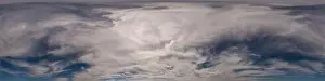 Blue sky panorama with Cumulus clouds