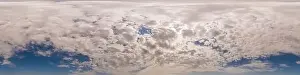 Blue sky panorama with Cumulus clouds