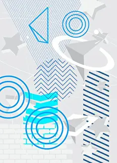 Newsletter Prints: Blue and white geometric bright theme poster banner