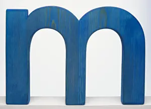 Lower Case Prints: Blue wooden letter m